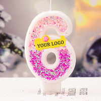 Bougies personnalisées avec logo et numéro, créatives pour anniversaire, 100 jours, couleur bonbon, bougies à enfiler pour pâtisserie, décorations de gâteaux, style romantique