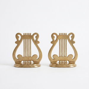 AK Brass Customized Brass Lyre Harp Metal Bookends Set of 2 Polish Finish Shelf <b>Desk</b> Home & Library Decor Book Holder - Product Image 5