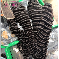 Rambut Manusia Double Drawn Loose Deep Wave, Bundel Rambut Virgin Mentah, Vendor Grosir Ekstensi Rambut Manusia India untuk Wanita Kulit Hitam
