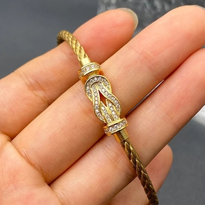 Bracelet <span class=keywords><strong>Fred</strong></span> de haute qualité avec fermoir en forme de huit coloré, bijoux vintage de luxe unisexe, vente en gros, bracelet en acier inoxydable plaqué or 18 carats - Product Image 4