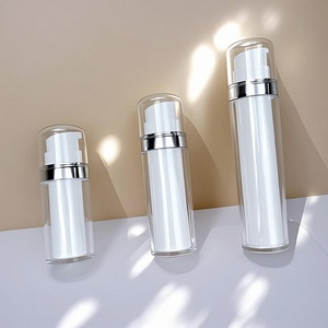 Flacon cosmétique en plastique de qualité supérieure personnalisé, 15 ml, 30 ml, 50 ml, blanc, rechargeable, flacon pompe sans air, emballage à double paroi pour lotion - Product Image 2