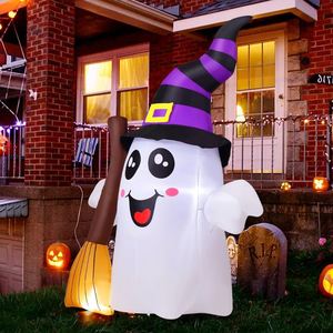 Décorations d'Halloween personnalisées de 1,9 m : Fantôme mignon tenant une balai, pour intérieur/extérieur, avec lumières LED intégrées pour jardin et pelouse - Product Image 6
