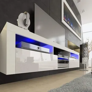Мебель для гостиной, отдельно стоящая настенная плавающая светодиодная белая телевизионная стойка 79 дюймов