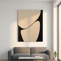 Art mural minimaliste Japandi pour chambre à coucher, peinture à l'huile abstraite beige crème peinte à la main, toile texturée, œuvre d'art moderne de luxe pour la maison