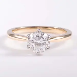 1.5ct DEF สียุโรปเก่าตัด moissanite 14k rose gold solitaire หมั้นแหวน