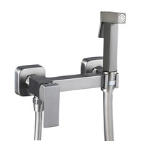 Ensemble de pulvérisation pour bidet WC en laiton, style moderne et minimaliste, eau chaude et froide, à montage mural dissimulé, pour usage hôtelier, avec pommeau de douche surpuissant pour salle de bain