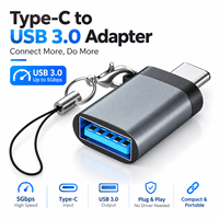 Adaptateur OTG portable de type C, convertisseur de transfert de données USB3.0 5Gbps avec porte-clés en alliage d'aluminium pour smartphone, tablette, ordinateur portable