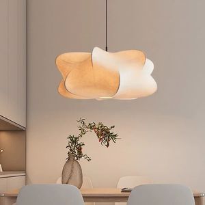 Lampes suspendues en tissu, style moderne, simple, minimaliste, contemporain, luminaire recouvert de soie, lustre <span class=keywords><strong>pour</strong></span> <span class=keywords><strong>plafond</strong></span> haut - Product Image 1