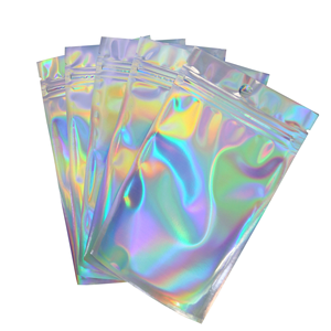 高品质定制标志激光薄膜印刷拉链全息袋聚酯薄膜拉链塑料可重新密封袋 - Product Image 1