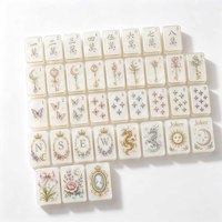 Jeu de Mahjong Américain Personnalisé en Acrylique Étanche D&D – Tuiles Élégantes à Motifs Célestes, Dragon Royal, Soleil, Lune, Étoiles et Floraux – Cadeau de Luxe