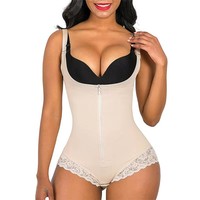 Body sculptant tendance TikTok pour femme avec fermeture éclair frontale, contrôle du ventre, gaine amincissante sous la poitrine, rehausseur de fesses