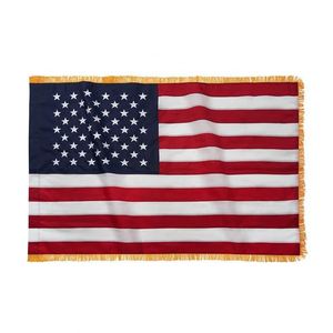 Drapeau américain portable de haute qualité en polyester, imprimé recto-verso, robuste, avec pompons, personnalisable pour promotion - Product Image 1