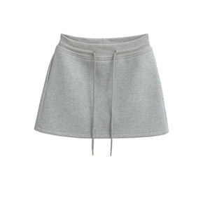 Wholesale Women Clothing Casual <b>Black</b> Fitness A-line <b>Skirt</b> High-quality Sports Drawstring Cotton <b>Skirts</b> - Product Image 2