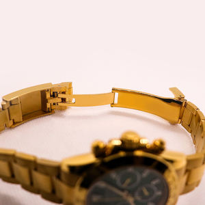 Montre mécanique à quartz OEM personnalisable avec fermoir pliant, mouvement VK63, cadran 41 mm, bracelet épais en acier inoxydable doré - Product Image 5