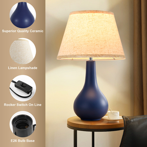 Boho Farmhouse Table <strong>Lamps</strong> Pair 19 Inch Tall Ceramic <strong>Lamp</strong> With E26 Base Beige Fabric Shade Nightstand <strong>Lamp</strong> For Guest Room Dorm - Product Image 2