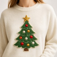 Patch brodé 3D personnalisé pour arbre de Noël, thermocollant réfléchissant pour veste