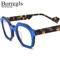 Monture de lunettes Borregls en acétate mat pour femme, lunettes de vue multicolores de haute qualité, style rétro carré, lunettes optiques homme 19389