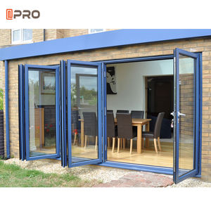 Certification APRO CSAus Portes pliantes à rideau <span class=keywords><strong>d</strong></span>'<span class=keywords><strong>entrée</strong></span> avant avec verre trempé Portes fenêtres pliantes en aluminium - Product Image 5