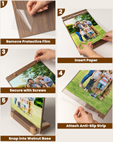 Support de menu en bois écologique A5 avec base en bois, support de menu de table en bois pour affiche de menu, support d'affichage en bois