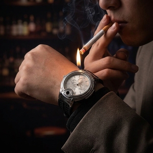 MZ805 <span class=keywords><strong>Montre</strong></span> et <span class=keywords><strong>Briquet</strong></span> 2-en-1 Créatifs pour Hommes, en Métal, avec Flamme et Gaz Butane, Fabriqués à Wenzhou, Cadeau Personnalisé - Product Image 1