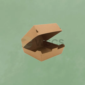 Boîte à hamburger en papier kraft brun rigide, doublée d'une éponge, écologique, en matériaux recyclés, résistante aux fuites, fermeture sécurisée, restauration rapide à emporter - Product Image 1