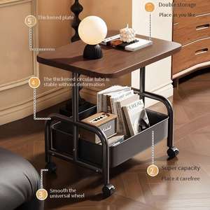 <span class=keywords><strong>Table</strong></span> basse mobile avec cadre en métal, rotation, démontage, <span class=keywords><strong>table</strong></span> d'appoint de salon, petit chariot de rangement pour la maison - Product Image 3