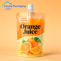 Voedselveilige gravureprint staande pouch zak met lekbestendige ritssluiting, aangepaste logo, recycleerbare uitgiettuit verpakking voor fruitsap, bier, sinaasappel