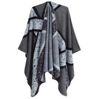 Poncho com borlas para mulher, lã de inverno, listras, manga de tecido, quente, caxemira, 2022