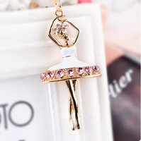 Porte-clés Ballerine en Cristal, Anneau de Clé Fille Danseuse de Ballet, Breloque de Sac en Métal avec Strass, Pendentif Perle, Vente en Gros, Porte-clés Danse Ballet