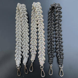 Tali Tas Anyaman Berhias Berlian Imitasi 27,5 Inci, Tali Tas Tangan Buatan Tangan Berkilau, Tali Tas Kristal untuk Tas - Product Image 1