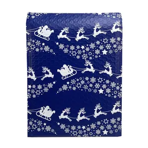 Benutzer definiertes Design Blau Dekorative Weihnachts muster Gedruckte Blase Gepolsterte Umschlag