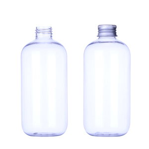 250ml 300ml 500ml 8OZ 10OZ 16OZ Customize Aluminium Screw Cap Transparent Round PET Clear Plastic Bottles