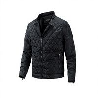 Veste matelassée pour homme, col montant, fermeture éclair, manteau d'hiver léger, motif losanges, vêtement d'extérieur décontracté
