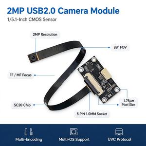 Module de caméra USB macro SC202 2MP, taille miniature 55 mm, champ de vision 88°, résolution 1600x1200, pour ordinateur portable, vision intégrée - Product Image 1