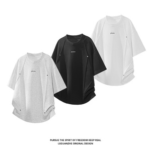 T-shirt en toile décontracté à col rond pour homme, coupe classique, manches courtes, noir, coton 300g, Tiyo, vêtements d'été - Product Image 4