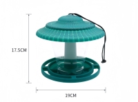 Mangeoire pour oiseaux sauvages en plastique PP, suspendue, alimentation automatique, diamètre 19 cm x hauteur 17,5 cm avec toit pour jardin extérieur