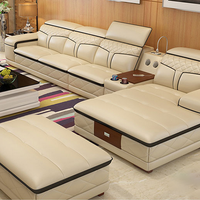 Hochwertiges Modernes Stoff-Ecksofa in U-Form mit Jahresgarantie, Hochdichter Schaumstoff und Mikrofaser-Leder für Wohnzimmer, Villa und Empfangshalle