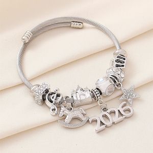 Gelang Baja Tahan Karat DIY Terbaru <span class=keywords><strong>2026</strong></span>, Gelang Liontin Kastil Kuda Kecil Bintang Modis, Hadiah Terbaik untuk Wanita - Product Image 3