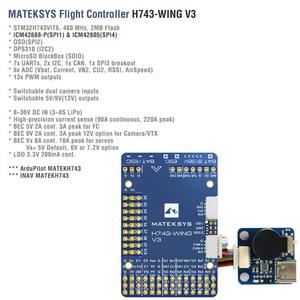 Controlador de Vuelo Metálico MATEK H743-WING V3 ArduPilot INAV 3-8S 30.5X30.5mm para Aviones RC, Multirrotor y Drones de Ala Fija - Product Image 4