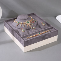 Ensemble de plateaux de présentation de bijoux en cuir PU et velours, organisateur de colliers en forme 3D, plateau de présentation modulaire pour colliers