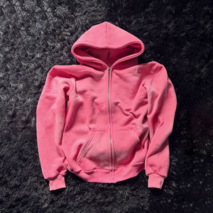 Sudadera con Capucha KINGSEN de Alta Calidad para Hombre, Lavada al Ácido, con Bordado Chenille, Cierre de Cremallera, Diseño Personalizado con Parches, Estilo Hip Hop de Invierno, 100% Algodón Transpirable - Product Image 4