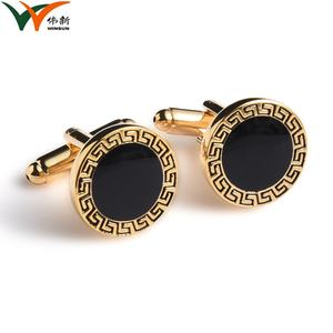 Mancuernillas de esmalte suave con adhesivo epoxi, diseño de camisa ajustada, color dorado y base arena, al por mayor - Product Image 1