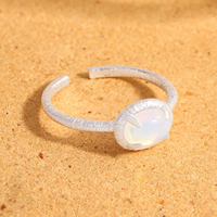 Vianrla S925 argent Sterling pierre de lune argent ouvert réglable Tik tok bague bijoux pour Logo gratuit
