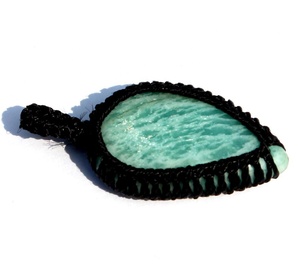 Amazonite จี้หิน,หินคริสตัลแบบห่อ Cabochon Macrame Cord Piedras Naturales - Product Image 3