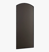 Miroir TV intelligent mural d'angle peu encombrant pour la décoration intérieure, avec cadre métallique arqué et écran intégré, idéal pour les salles de bain modernes