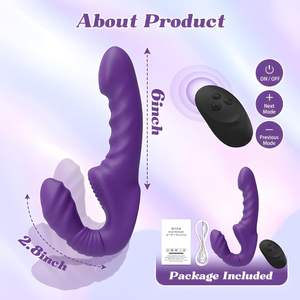 ירידה משלוח נקבה כפול ראש זוגי לסביות צעצועי מין עם שלוש הלם ללבוש הלם ויברטורים הדמיה פין - Product Image 6