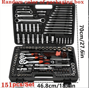 151-Piece <b>Chrome</b> Vanadium Steel Ratchet Wrench Tool Kit With 1/4 Drive OEM <b>Box</b> Motorcycle Car Repair Parts 3-Year Warranty JT-15 - Product Image 1