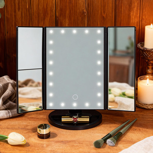 Miroir de maquillage LED Jia Yao 280x180x117mm, pliable sur trois côtés, avec éclairage pour application beauté - Product Image 1