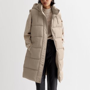 Gilet matelassé léger pour <span class=keywords><strong>femme</strong></span> avec logo personnalisé, veste courte d'hiver sans manches, gilet fin ajusté à col montant, fermeture éclair intégrale, vêtement d'extérieur - Product Image 3