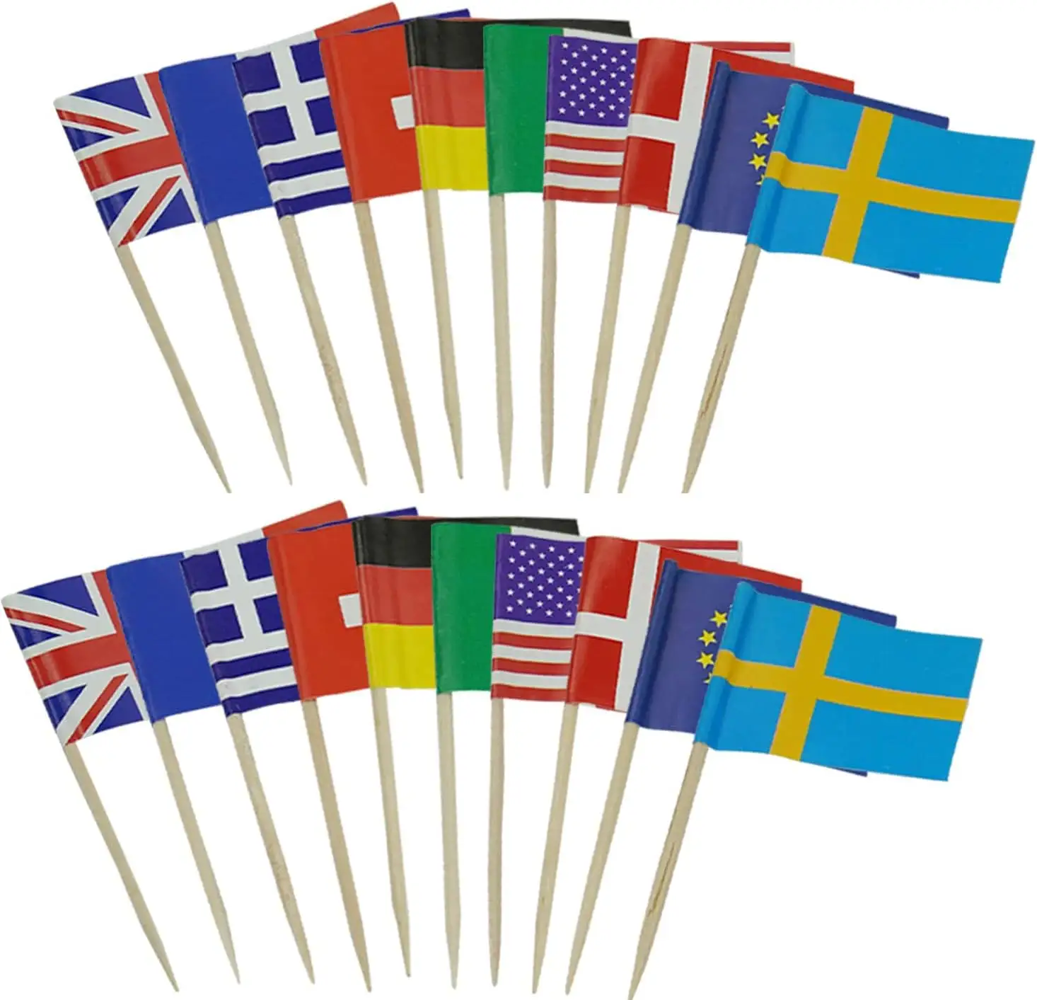 World Flags Cocktail Sticks Toothpick Labels Cupcake Toppers for Party